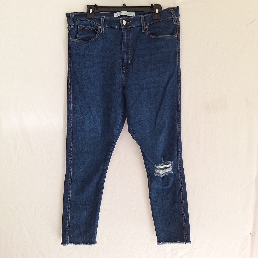Signature Levi Jeans Women's‎ 16 Blue Heritage High Rise Skinny Distressed Denim